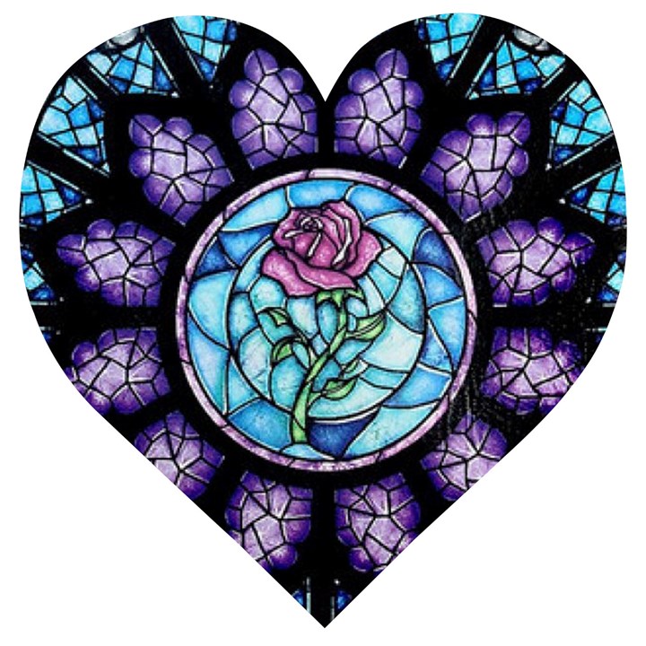 Cathedral Rosette Stained Glass Beauty And The Beast Wooden Puzzle Heart