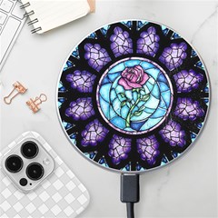 Cathedral Rosette Stained Glass Beauty And The Beast Wireless Fast Charger(white) by Cowasu