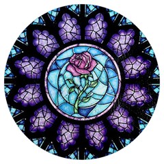 Cathedral Rosette Stained Glass Beauty And The Beast Round Trivet by Cowasu