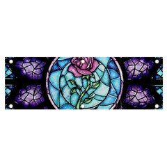 Cathedral Rosette Stained Glass Beauty And The Beast Banner And Sign 6  X 2  by Cowasu