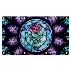 Cathedral Rosette Stained Glass Beauty And The Beast Banner And Sign 7  X 4  by Cowasu