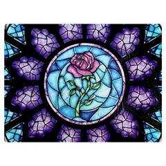 Cathedral Rosette Stained Glass Beauty And The Beast Two Sides Premium Plush Fleece Blanket (extra Small) by Cowasu