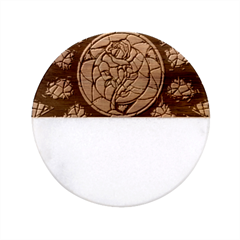 Cathedral Rosette Stained Glass Beauty And The Beast Classic Marble Wood Coaster (round)  by Cowasu