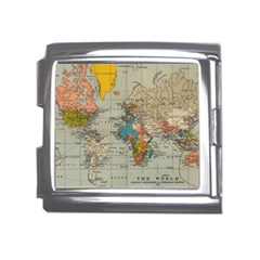 Vintage World Map Mega Link Italian Charm (18mm) by Cowasu