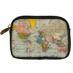 Vintage World Map Digital Camera Leather Case by Cowasu