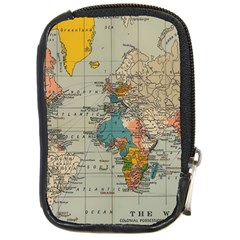 Vintage World Map Compact Camera Leather Case by Cowasu