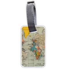 Vintage World Map Luggage Tag (one Side) by Cowasu