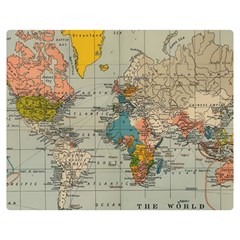 Vintage World Map Two Sides Premium Plush Fleece Blanket (medium) by Cowasu