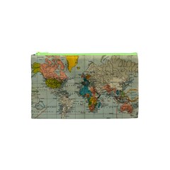 Vintage World Map Cosmetic Bag (xs) by Cowasu