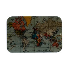 Vintage World Map Open Lid Metal Box (silver)   by Cowasu