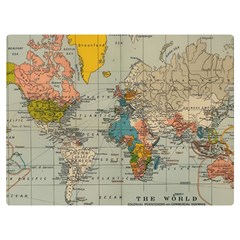 Vintage World Map Two Sides Premium Plush Fleece Blanket (extra Small) by Cowasu