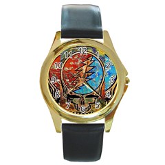 Grateful Dead Rock Band Round Gold Metal Watch by Cowasu