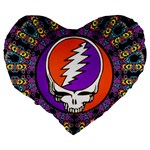 Gratefuldead Grateful Dead Pattern Large 19  Premium Heart Shape Cushions Back