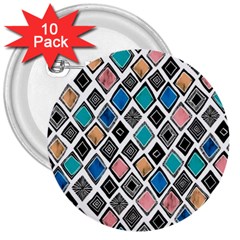 Diamond Shapes Pattern 3  Buttons (10 Pack)  by Cowasu