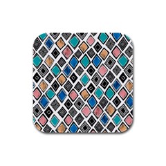 Diamond Shapes Pattern Rubber Square Coaster (4 Pack) by Cowasu