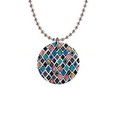 Diamond Shapes Pattern 1  Button Necklace by Cowasu