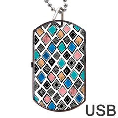 Diamond Shapes Pattern Dog Tag Usb Flash (one Side) by Cowasu