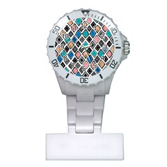 Diamond Shapes Pattern Plastic Nurses Watch by Cowasu