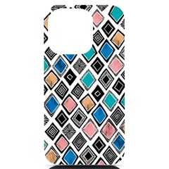 Diamond Shapes Pattern Iphone 14 Pro Black Uv Print Case by Cowasu