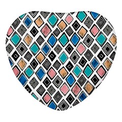 Diamond Shapes Pattern Heart Glass Fridge Magnet (4 Pack) by Cowasu