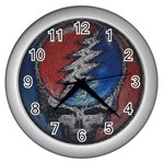 Grateful Dead Logo Wall Clock (Silver) Front