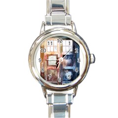 Tardis Doctor Who Transparent Round Italian Charm Watch by Cowasu