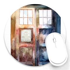 Tardis Doctor Who Transparent Round Mousepad by Cowasu