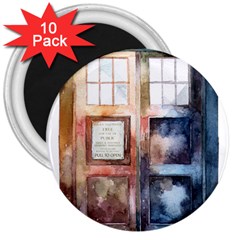 Tardis Doctor Who Transparent 3  Magnets (10 Pack)  by Cowasu