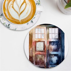 Tardis Doctor Who Transparent Uv Print Round Tile Coaster by Cowasu