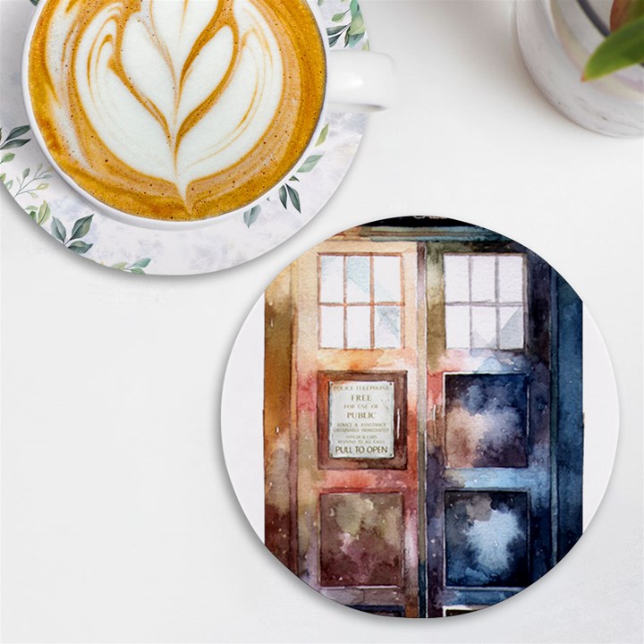 Tardis Doctor Who Transparent UV Print Round Tile Coaster