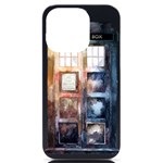 Tardis Doctor Who Transparent iPhone 14 Pro Black UV Print Case Front