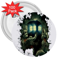 Time Machine Doctor Who 3  Buttons (100 Pack)  by Cowasu