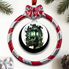 Time Machine Doctor Who Metal Red Ribbon Round Ornament by Cowasu