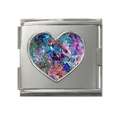 Smudged Mega Link Heart Italian Charm (18mm) by kaleidomarblingart