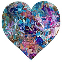 Smudged Wooden Puzzle Heart by kaleidomarblingart