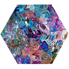 Smudged Wooden Puzzle Hexagon by kaleidomarblingart