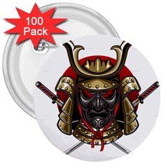 Samurai Katana Warrior 3  Buttons (100 Pack)  by Cowasu