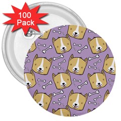 Corgi Pattern 3  Buttons (100 Pack)  by Cowasu