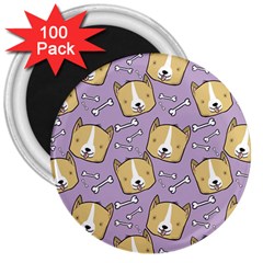 Corgi Pattern 3  Magnets (100 Pack) by Cowasu