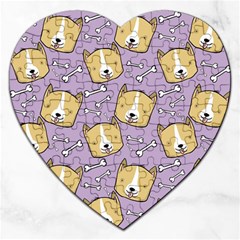 Corgi Pattern Jigsaw Puzzle (heart) by Cowasu