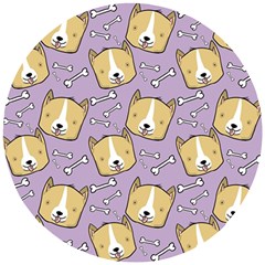 Corgi Pattern Wooden Puzzle Round by Cowasu