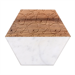 Corgi Pattern Marble Wood Coaster (hexagon)  by Cowasu