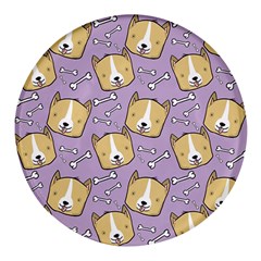 Corgi Pattern Round Glass Fridge Magnet (4 Pack)