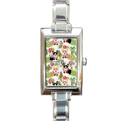 Corgis Hula Pattern Rectangle Italian Charm Watch by Cowasu