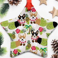 Corgis Hula Pattern Ornament (star) by Cowasu