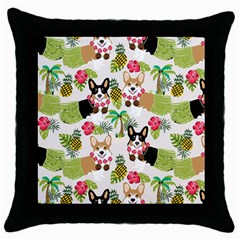 Corgis Hula Pattern Throw Pillow Case (black) by Cowasu