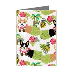 Corgis Hula Pattern Mini Greeting Card by Cowasu