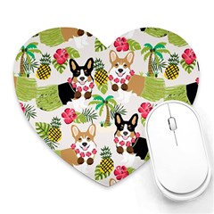 Corgis Hula Pattern Heart Mousepad by Cowasu