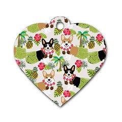 Corgis Hula Pattern Dog Tag Heart (two Sides) by Cowasu