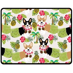 Corgis Hula Pattern Two Sides Fleece Blanket (medium) by Cowasu